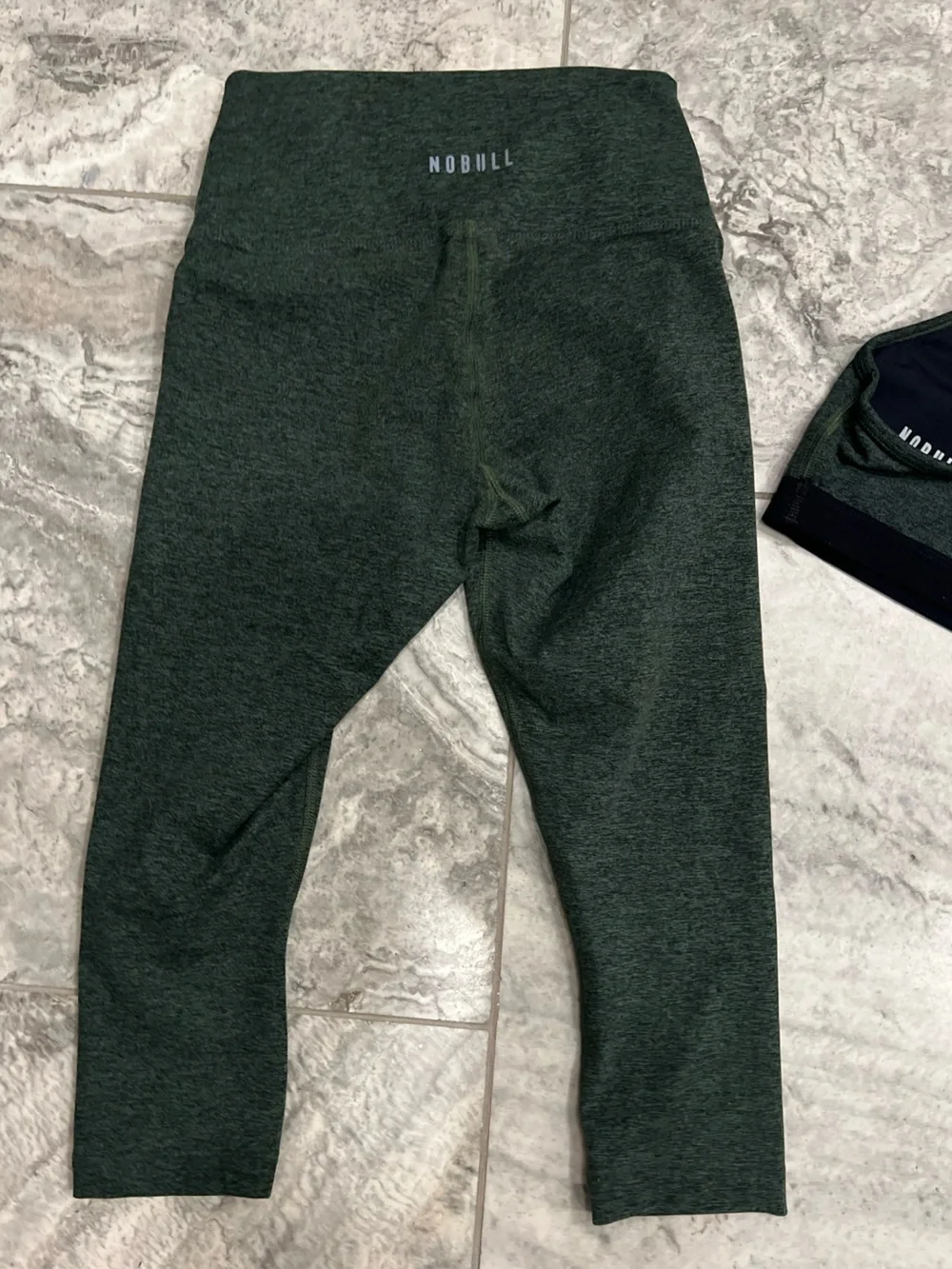 NOBULL Matching Set Forest Gre Textured Active Leggings & Strappy Sports Bra Set